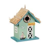 Relaxdays Decorative Bird House, Beach House Style, H x W x D: 24.5 x 19 x 13.5 cm, Wood, Colourful