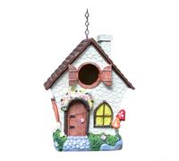 Decorative Bird House Resin for White Fairy Tales Garden Decorative | White Fairy Tale Design Durable Resin Material Garden Patio Weather Resistant Decorative