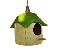 Decorative Bird Houses - Handmade Resin Nesting Boxes, Waterproof Sunproof Shelter, Outdoor Hanging Decor | Warm Protected Resting Habitat Structure Natural Twine Included Design For Home Garden Yard