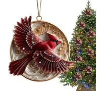 Decorative Birds for Christmas Tree - Colorful Round Acrylic Ornaments 2D | Garden Bird Figurine for Thanksgiving Parties Birthday Office Apartment Bathroom Car