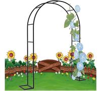 Decorative Black Garden Arch Trellis - 1.4M Wide x 2.3M High Perfect for Climbing Plants Flowers & Vegetables - Stylish Garden Entrance Support for Arches