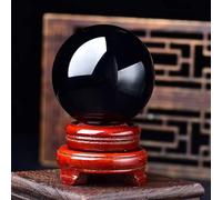 Decorative Black Obsidian Crystal Ball Sphere for, Divination, and Feng Shui, Stone Polished Sphere or Office & Home Decor,12cm