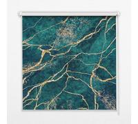 Decorative Blackout Roller Blind 120x140 cm | Green Marble | Full Blackout Window Blind | 100% Light Blocking | Chain Control | Bedroom Nursery Living Room | Easy Install | Privacy