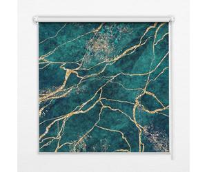 Decorative Blackout Roller Blind 120x140 cm | Green Marble | Full Blackout Window Blind | 100% Light Blocking | Chain Control | Bedroom Nursery Living Room | Easy Install | Privacy