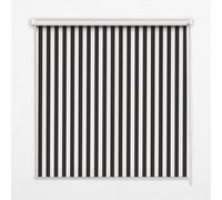 Decorative Blackout Roller Blind 150x180 cm | Black and White Stripes | Full Blackout Window Blind | 100% Light Blocking | Chain Control | Bedroom Nursery Living Room | Easy Install | Privacy