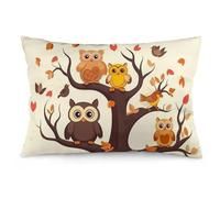 Decorative Body Pillow Cover Throw Pillow Cover Bed Pillows Case with Zipper Cartoon Family Owls On The Brown Tree Queen Size Pillowcases Plush Long Pillows Sham for Bedroom Sofa Patio Outdoor 12 "x20