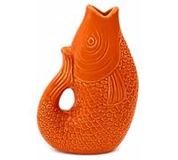 Decorative Bohemian Fish Vase Stoneware Ceramic, Symbol of Abundance, Size 12 cm (Orange)