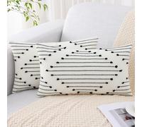 Decorative Boho Cushion Covers Black Cream White Cushion Covers 30 x 50 cm Set of 2 Decorative Throw Pillow Covers Country House Couch Sofa Living Room