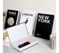 Decorative Book Boxes, Set of 3, Cardboard, 26.7 x 17 x 4.2 cm, Decor Book Fashion, Paris, London, New York