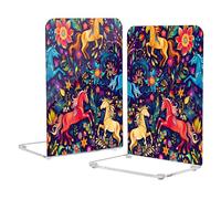 Decorative Bookends Anti-Slip Book Stopper for Heavy Books Colored Horse Pattern