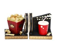 Decorative Bookends Novelty Movie Reel Clapperboard with Popcorn Soft Drinks Book Ends Heavy Duty Book Stopper Directors Artist Gift for Shelves Home Art Decor