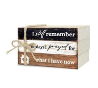 Decorative Books for Home Decor, Wood Book Stack for Table Decor, I Still Remember The Days I Prayed Decoration Books for Living Room Bookshelf Office, Farmhouse Stacked Books Decoration (L82)