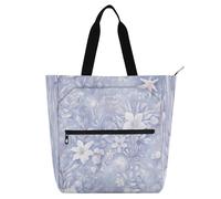 Decorative Books Tote Bags for Boys Girls Women, Dreamy Oceanic and Floral Pattern Pastel Color Sturdy Girls Resuable Shopping Bag Handbag with Zipper for School Shopping Grocery Rainbow para