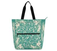 Decorative Books Tote Bags for Kids Women Men, Vintage Lily Of The Valley Mint Green Water-resistant School Beach Bag Shopping Bag with Zipper for College Shopping Beach Rainbow de tela para