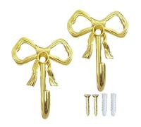 Decorative Bow Hooks - 2-Pack Wall Hangers for Coats, Bags, and Accessories, Elegant Storage Solution Towels, Stylish Wall Mount for Apartment, Dorm, Closet, or Bathroom Use