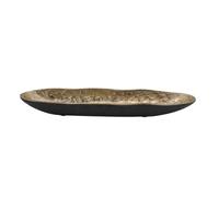 Decorative Bowl, 16 Inch Long Oval Shape, Luxe Black and Gold Aluminum