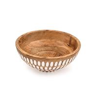 Decorative Bowl Mango Wood Round Decorative Wooden Bowl for Home, Kitchen, Entryway Table, Weddings, and Seasonal Tabletop Décor (9" x 9" x 4")