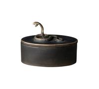 Decorative Box Cobra, Oval, Black Antique Golden Reflection, 13 cm x 7 cm x 9.5 cm, Snake Design, Cabinet of Curiosity