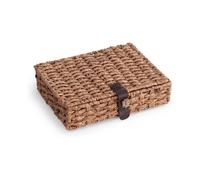 Decorative Box with Lid, Wicker Storage Basket, Water Hyacinth Woven Decorative Box for Shelf,Coffee Table Large