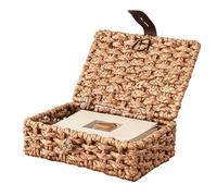 Decorative Boxes with Lids | Rectangular Water Hyacinth - Decorative Woven Baskets,for Bedroom Bathroom Kitchen Study Tissue Clothes Toiletries Snacks Remotes