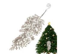 Decorative Branches for Christmas Tree, Artificial Pendant with Sparkly Pearls, Leaf Ornaments and Stem with Glitter,for Parties Birthdays Offices Home Doors Walls Fireplaces Stairs Railings