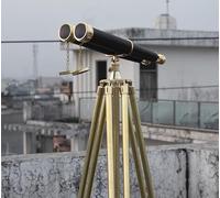 Decorative Brass Binoculars with Tripod Stand - 18” Vintage Nautical Binocular on 60” Adjustable Stand - Antique Marine Spyglass for Home Décor, Office, Yacht Collector Gift