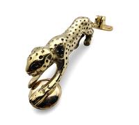 Decorative Brass Leopard Door Knocker, Gold Finish, Animal Design Door Hardware