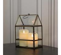 Decorative Brass Rectangle Glass Candle Holder Lantern Perfect For Tealights Pillar Candles Or Votives - Hanging/Freestanding - Decorative For Wedding, Birthdays, Parties & More
