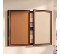 Decorative Breaker Box Cover with Corkboard/Feltboard and Magnetic Panels | Electrical Panel Cover Decorative Wall, Dual-opening Doors, Vintage, DIY Display Surfaces(Beige,W60xH40cm(fits≤50x30cm))