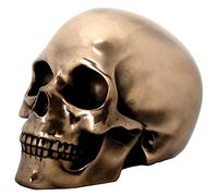 Decorative Bronze Colored Skull Head Skeleton Figurine Statue