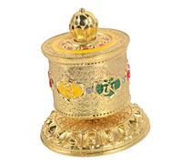 Decorative Buddhist Prayer Wheel Copper Exquisite Crank Premium Solid Alloy Metal Buddhist Prayer Wheel with Six Words Mantra for Ornament for Home Office and Restaurants