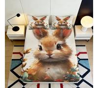 Decorative Bunny Fitted Sheet 3D Printed, Soft Touch Microfiber Bed Cover, Wrinkle Resistant, Home Decor Piece for Bedroom, Apartment Bedding, Anti-Slip, Easy Care, 160x200x25cm