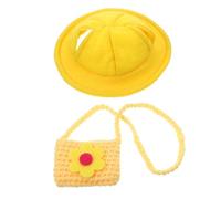 Decorative Bunny Hat and Pouch for Small Pet Bunny Costume | Felt and Wool Yarn, Yellow Set for Parades, Halloween, Holiday Spirit, Lovely Style