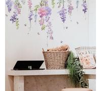 Decorative Butterfly and Floral Plants Wall Sticker for Home Use on Smooth Flat Surfaces Including Furniture and Glass