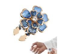 DECORATIVE BUTTON COVER - Floral Jewelry Pin, Rhinestone Alloy Clasp, Elegant Multi Petal Shirt Fastener with Finish | Blouse Dress Suit Wedding Business Office Daily Styling Craft Sewing