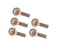 Decorative Button Hair Barrettes 5 Piece Clip Set with Fabric Covered Round Faces for Holding Small Hair Sections Button Clip Set Fabric Covered Clips Decorative Barrettes Round Face Clips Daily Small