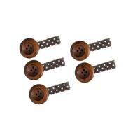 Decorative Button Hair Barrettes 5 Piece Clip Set with Fabric Covered Round Faces for Holding Small Hair Sections Button Clip Set Fabric Covered Clips Decorative Barrettes Round Face Clips Daily Small