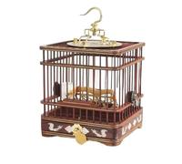 Decorative Cage Square rosewood with drawer grasshopper cage and porcelain bowl(Red)