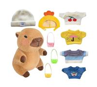 Decorative Capybara Plush Toy, Realistic Capybara Soft Doll, Capybara Stuffed Doll with Clothes and Accessories, Capybara plushiess Stuffed Capybara Costume Fall and Winter Style Dress Up(A)