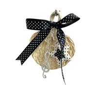 Decorative Carry Charm with Woven Fan Ornament Music Note, Black