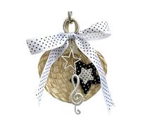 Decorative Carry Charm with Woven Fan Ornament Music Note, White