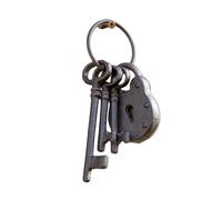 Decorative Cast Iron Keys with Padlock Set, Vintage Wall Hanging Ornament, Brown, 20cm Height, Rustic Antique Style, 3 Keys
