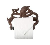 Decorative Cast Iron Octopus Toilet Paper Roll Holder - Wall Mounted Octopus Décor for Bathroom - Kraken, Nautical Bathroom Accessories - Easy to Install with included Screws and Anchors - Rust Brown