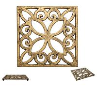 Decorative Cast Iron Trivet For Kitchen Or Dining Table | Square with Vintage Pattern - 6.5 x 6.5" | With Rubber Pegs/Feet - Recycled Metal | Vintage, Rustic Design | by Comfify