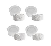 Decorative Casting Form Set, 4 Piece Silicone Tealight Holder Cups for Resin Plaster Cement, Decor Use Decorative Casting Mold Set Tealight Holder Form Cup Silicone Relief Plaster Clay