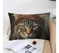 Decorative Cat Pirate Braids Lumbar Throw Pillow Covers 12x20 with Hidden Zipper Outdoor Couch Pillow Cases for Sofa Bed Living Room Garden Plush Pillowcase Farmhouse Cushion Case Home Decor