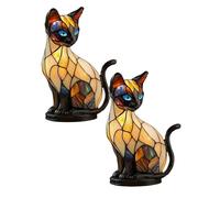 Decorative Cat Shaped LED Night Light, Stained Glass Design, USB Table Lamp for Pet Owners, Cozy Glow for Desk & Mantel, Fun Gift for Cat Lovers
