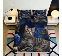 Decorative Cat Universe Fitted Sheet 3D Printed Microfiber, Soft Touch, Bed Cover for Home Bedroom Guest Room, Wrinkle Resistant, Apartment Bedding, 115 90x200x25cm