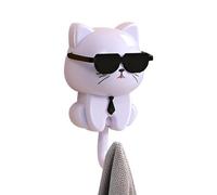 Decorative Cat Wall Hook, Cat Keychain Wall Mount - This cat adhesive wall hook can be installed in any room, versatile and practical, waterproof cute animal towel hooks | No punching no trace animal