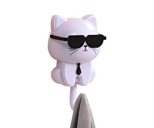 Decorative Cat Wall Hook, Cat Keychain Wall Mount - This cat adhesive wall hook can be installed in any room, versatile and practical, waterproof cute animal towel hooks | No punching no trace animal